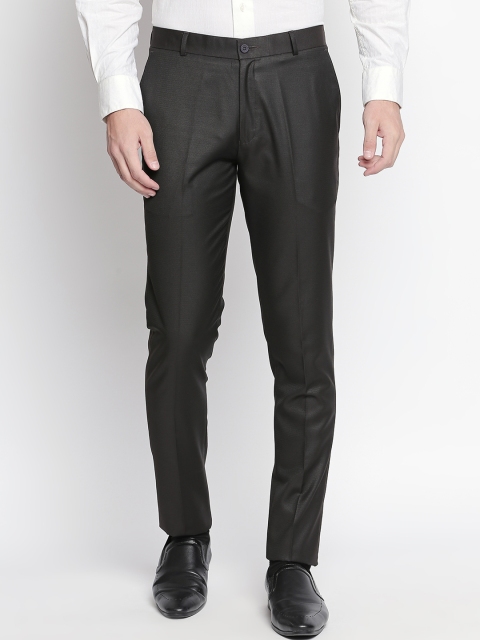 

Solemio Men Black Slim Fit Solid Formal Trousers