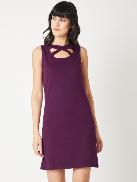 

Miss Chase Women Magenta Solid Sheath Dress