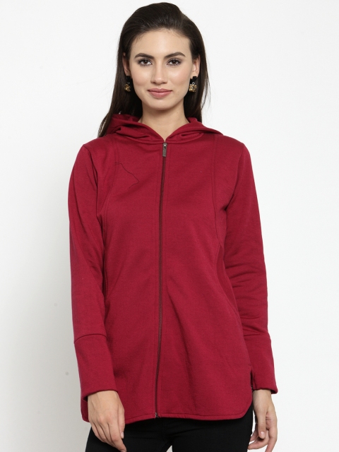 

Belle Fille Women Maroon Solid Open Front Jacket