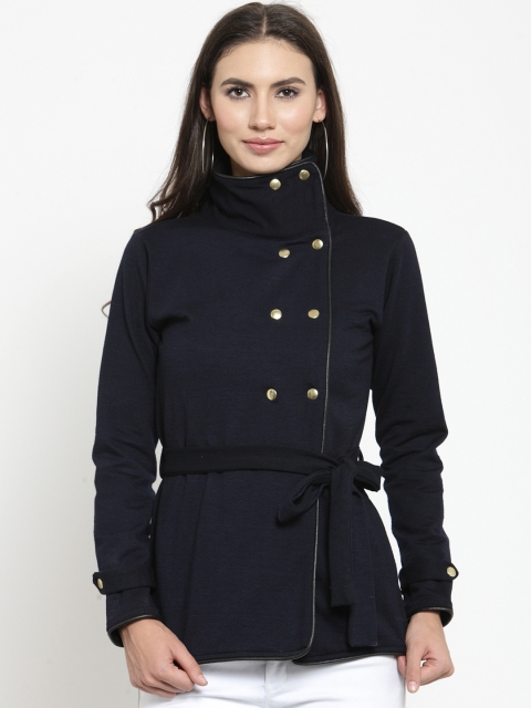 

Belle Fille Women Navy Blue Solid Tailored Jacket