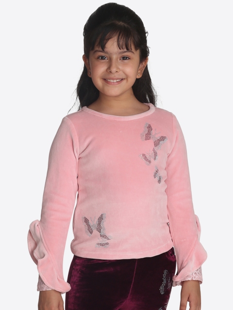 

CUTECUMBER Girls Peach-Coloured Solid Top