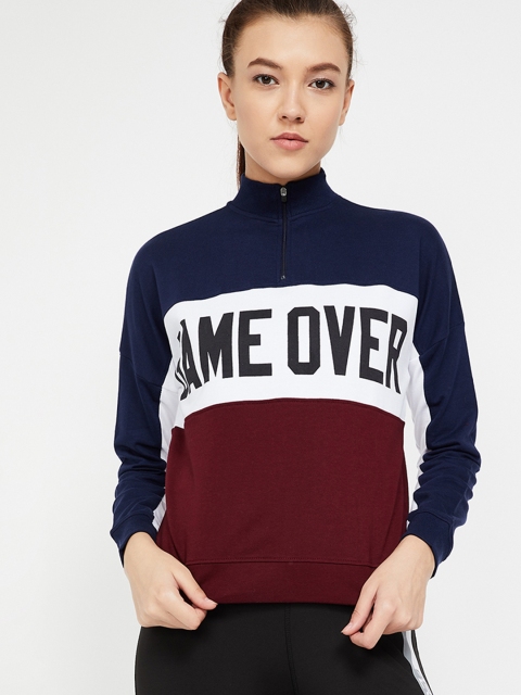 

Kappa Women Navy Blue Colourblocked Sporty Jacket
