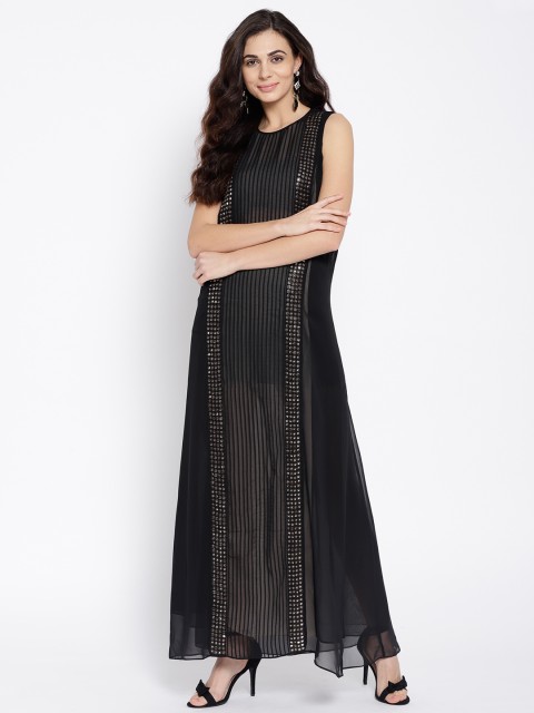 

Wills Lifestyle Women Black Embellished Maxi Dress