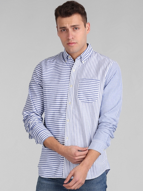 

GAP Men Blue Pattern Oxford Shirt In Stretch