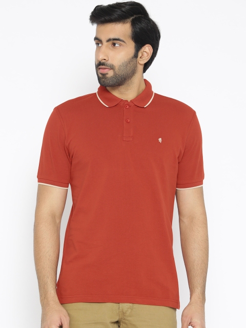 

Oxemberg Men Rust Red Solid Polo Collar T-shirt