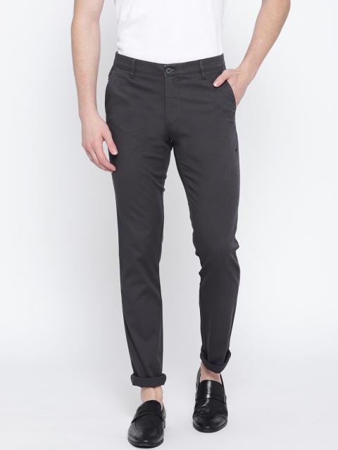 

Oxemberg Men Charcoal Grey Brawn Slim Fit Solid Trousers