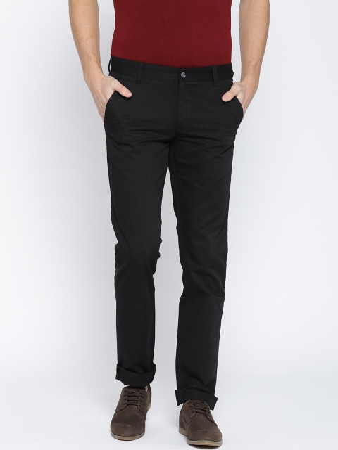 

Oxemberg Men Black Slim Fit Solid Regular Trousers