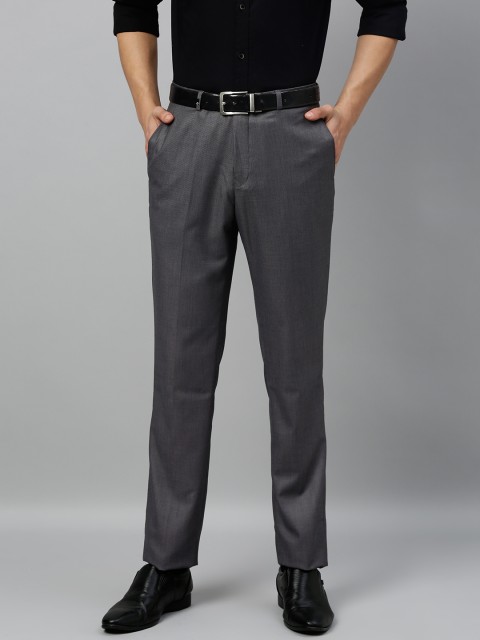 

Oxemberg Men Charcoal Grey Slim Fit Solid Formal Trousers
