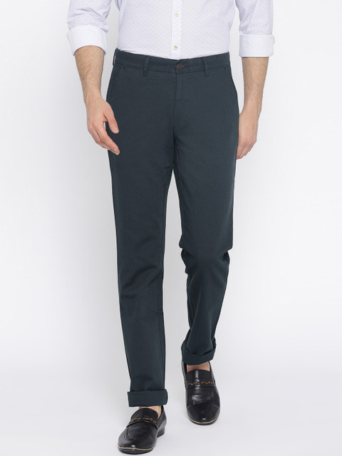 

Oxemberg Men Navy Blue Brawn Fit Smart Casual Trousers