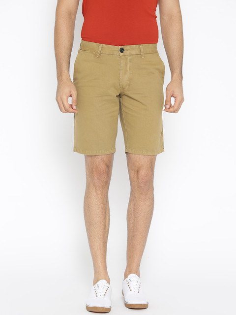 

Oxemberg Men Khaki Solid Slim Fit Chino Shorts