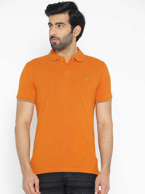

Oxemberg Men Orange Solid Polo Collar T-shirt