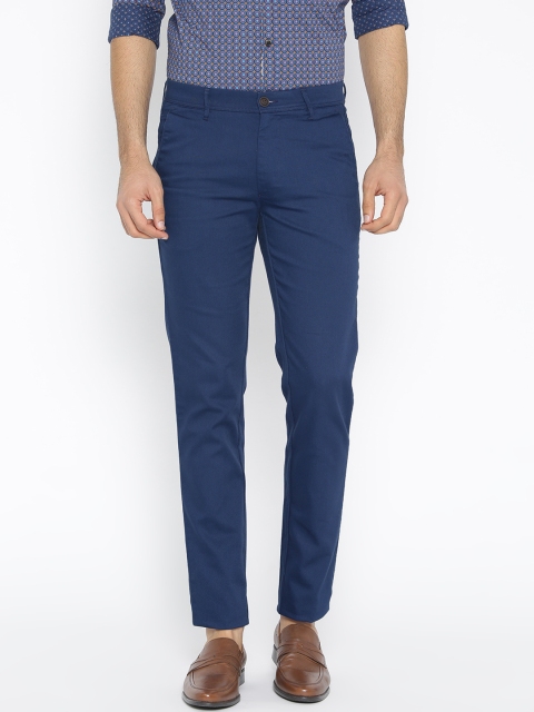 

Oxemberg Men Navy Blue Brawn Fit Solid Regular Trousers