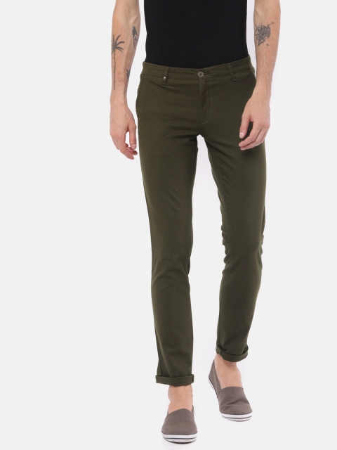 

Oxemberg Men Olive Green Slim Fit Solid Chinos
