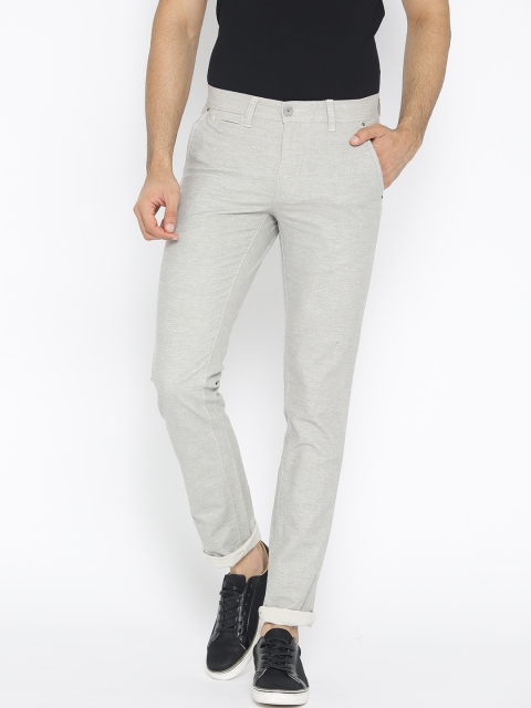 

Oxemberg Men Grey Melange Slim Fit Solid Regular Trousers