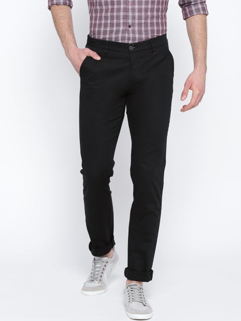 

Oxemberg Men Black Brawn Fit Solid Trousers