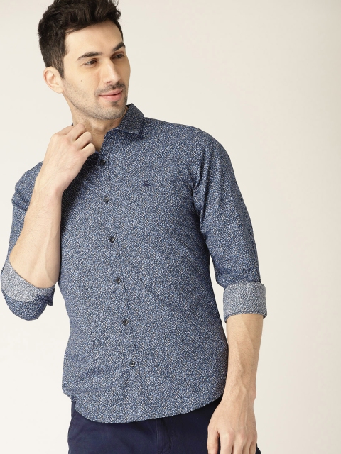 

United Colors of Benetton Men Blue Slim Fit Printed Casual Shirt