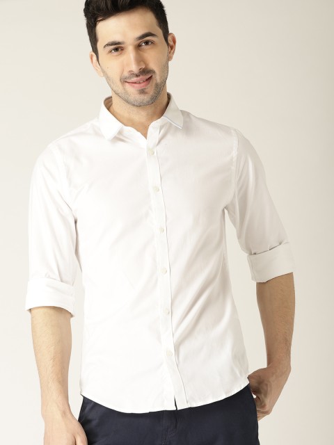 

United Colors of Benetton Men White Slim Fit Solid Casual Shirt