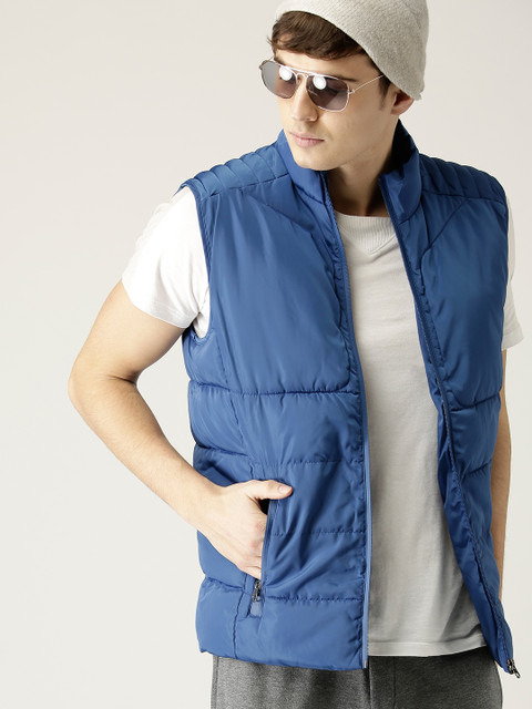 

United Colors of Benetton Men Blue Solid Padded Jacket