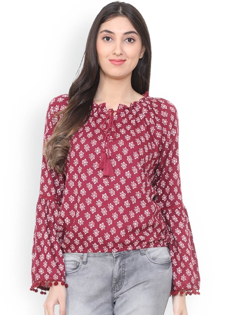 

People Women Maroon Printed Top
