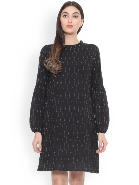 

People Women Black Printed A-Line Dress