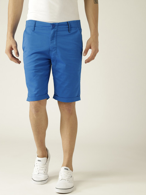 

United Colors of Benetton Men Blue Solid Slim Fit Regular Shorts