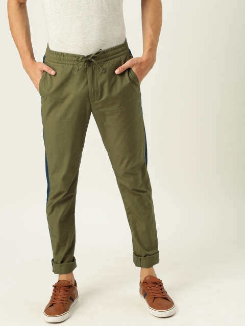 

United Colors of Benetton Men Olive Green Slim Fit Solid Regular Trousers