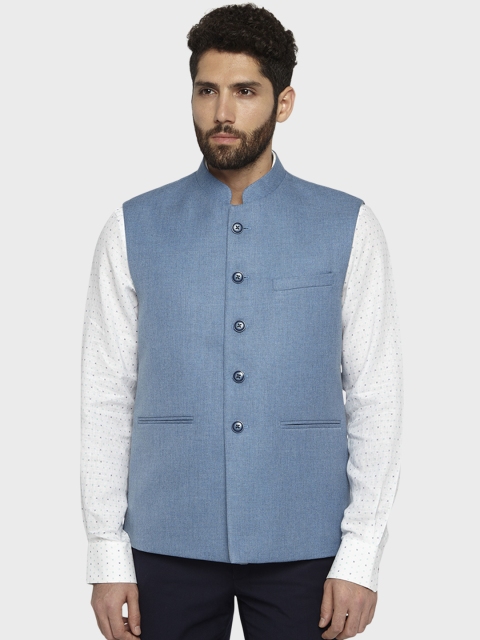 

Raymond Men Blue Solid Nehru Jacket