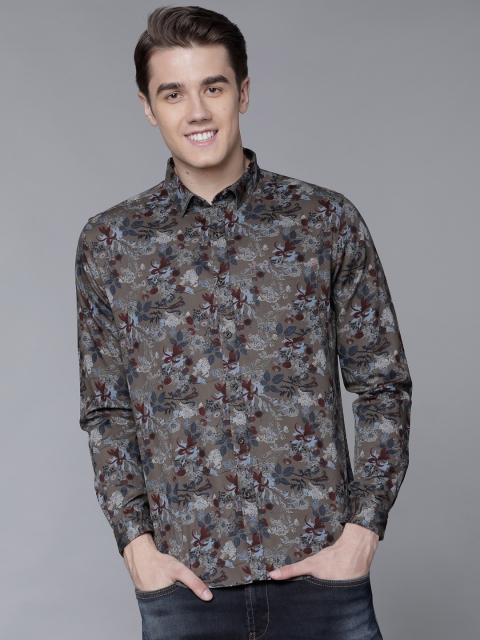 

LOCOMOTIVE Men Olive Green Slim Fit Printed Casual Shirt