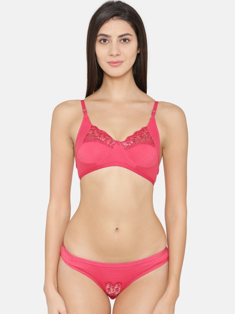 

ABELINO Women Pink Self Design Lingerie Set SETPARIPINK01