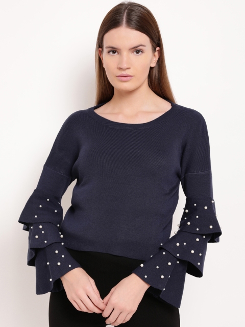 

Kazo Women Navy Blue Solid Pullover