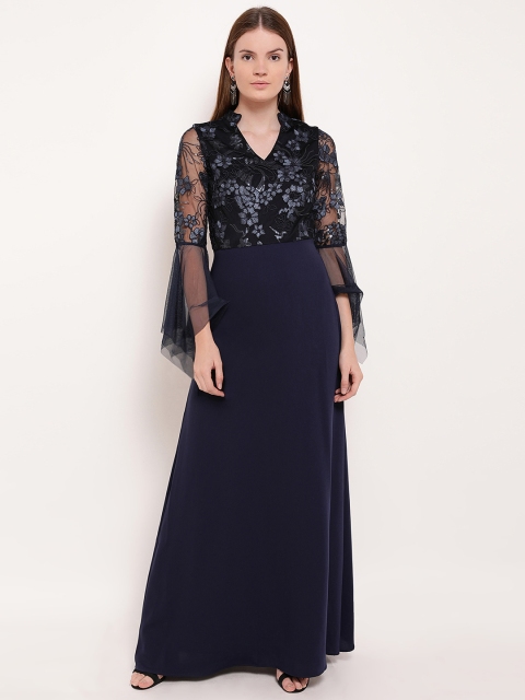 

Kazo Women Blue Solid Maxi Dress