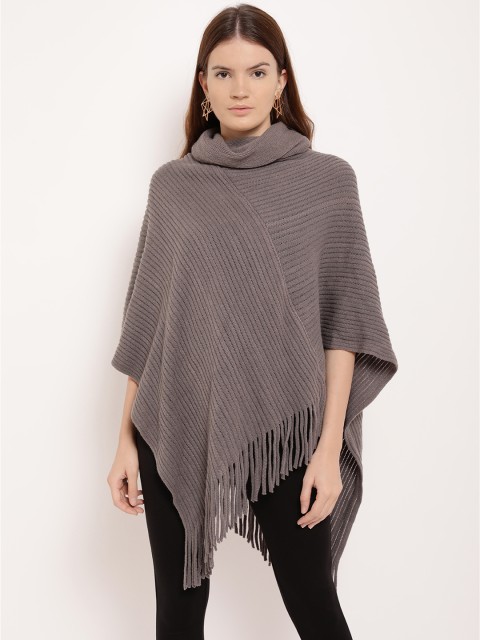 

Kazo Women Grey Solid Poncho