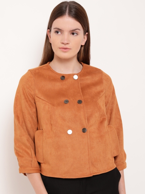 

Kazo Women Tan Brown Solid Open Front Jacket