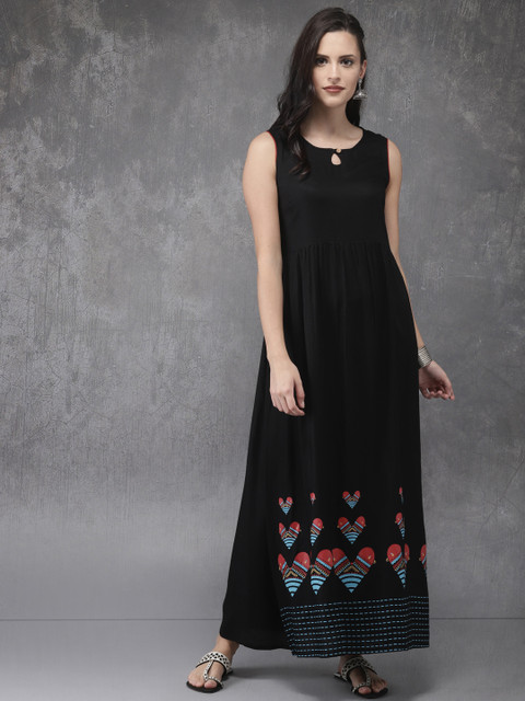 

Anouk Women Black Quirky Printed Kurta