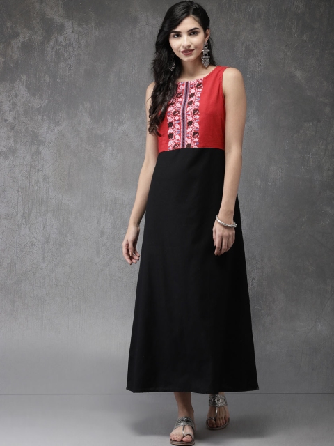 

Anouk Women Red & Black Printed A-Line Kurta