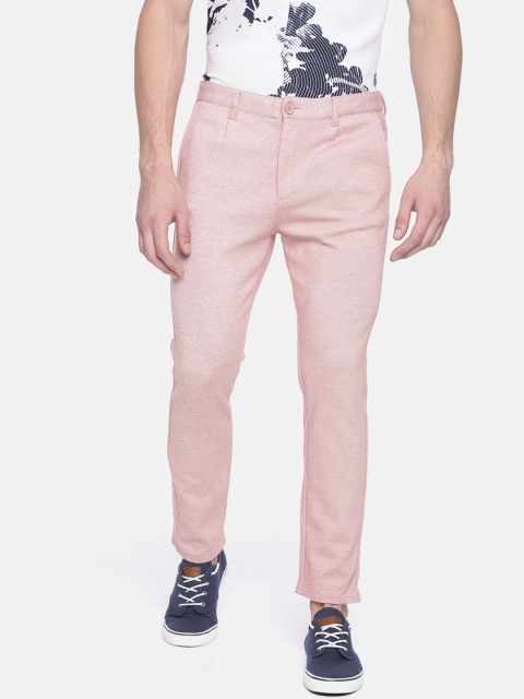 

Jack & Jones Men Pink Slim Fit Self Design Regular Trousers