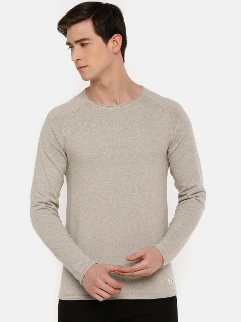 

Jack & Jones Men Cream-Coloured Solid Sweater