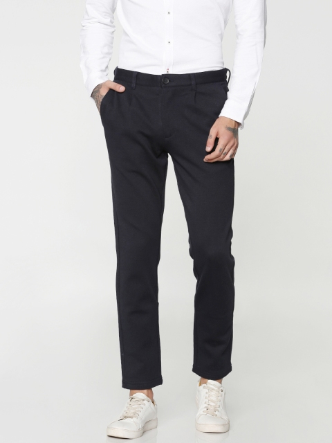 

Jack & Jones Men Navy Blue Slim Fit Solid Regular Trousers