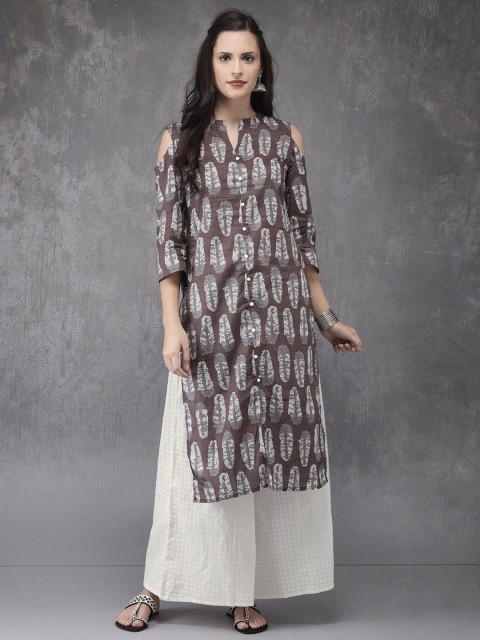 

Anouk Women Grey & White Printed Kurta with Palazzos