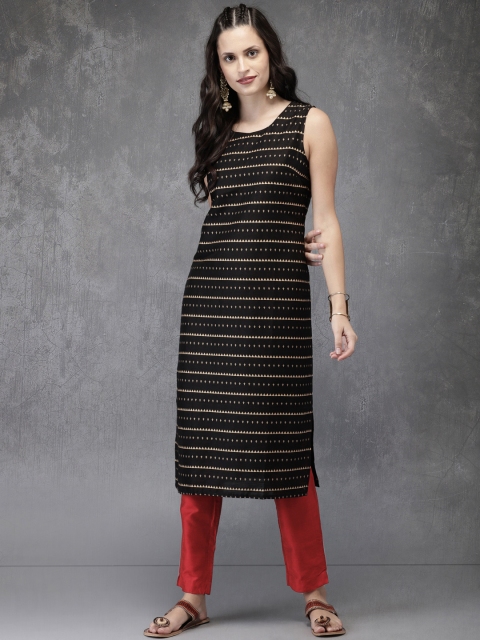 

Anouk Women Black & Red Printed Kurta with Trousers