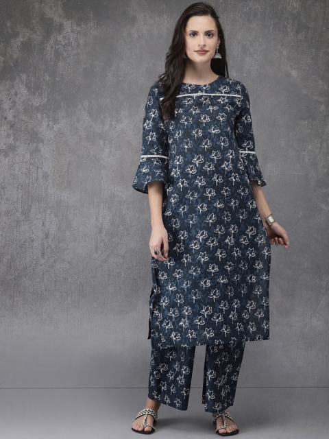 

Anouk Women Blue Printed Kurta with Palazzos