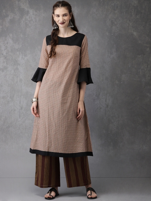 

Anouk Women Brown & Black Printed Kurta with Palazzos
