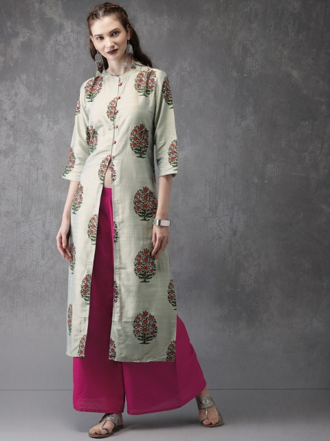 

Anouk Women Green & Pink Printed Kurta with Palazzos