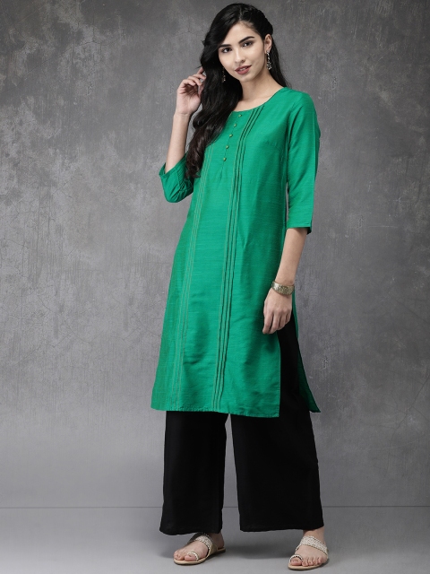 

Anouk Women Green & Black Solid Kurta with Palazzos
