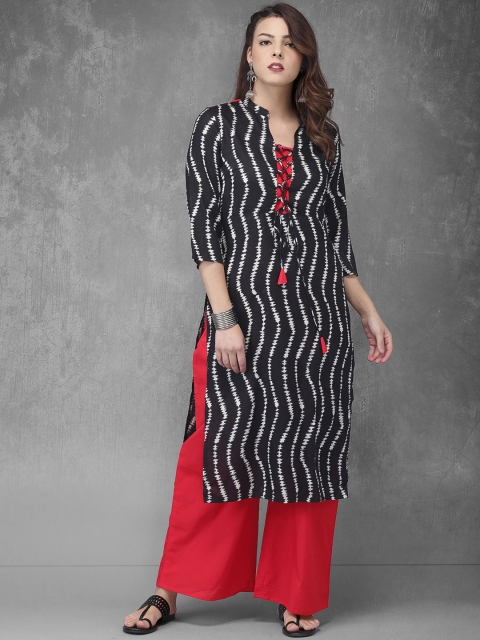

Anouk Women Black & Red Printed Kurta with Palazzos