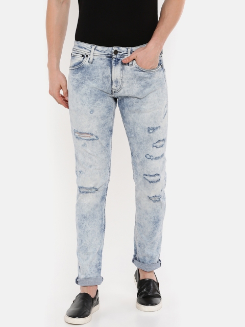

Jack & Jones Men Blue Glenn Slim Fit Highly Distressed Stretchable Jeans