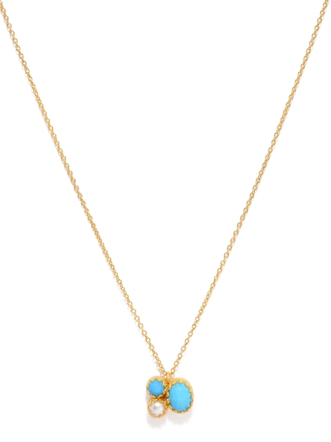 

Gehna 925 Gold-Toned Blue Onyx and Pearl Pendant with Chain