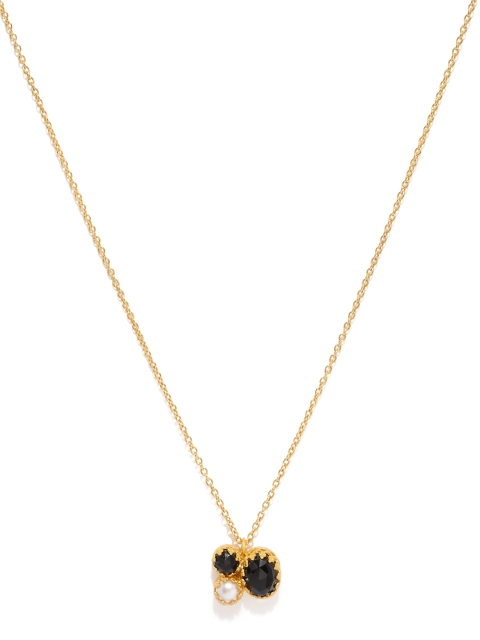 

Gehna Sterling Silver Gold-Toned & Black Onyx and Pearl Pendant with Chain