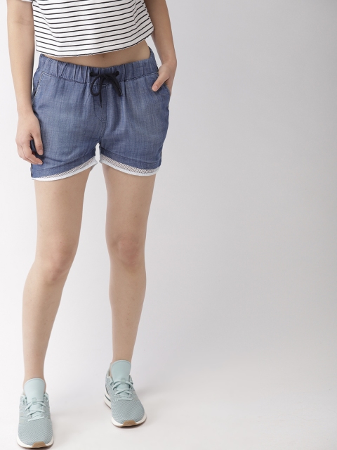 

Mast & Harbour Women Blue Solid Regular Fit Regular Shorts