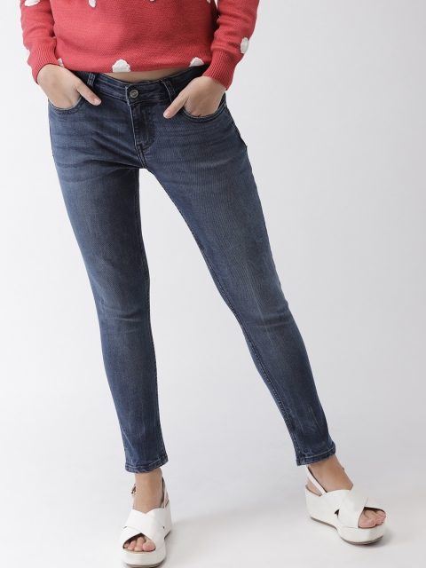 

Mast & Harbour Women Blue Skinny Fit Mid-Rise Clean Look Stretchable Cropped Jeans